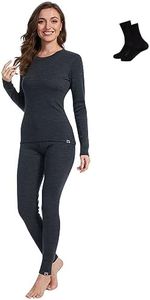MERINNOVATION Merino Wool Base Layer Set for Women 100% Merino Wool Thermal Underwear Set Base Layer Top and Bottom Charcoal 250