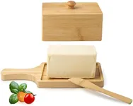 Bamboo Butter Dish with Lid – Large Butter Holder Made of Food Grade Bamboo – Holds up to 4oz of Your Favorite Butter – Ideal Butter Keeper for Storage and Serving – Easy to Use