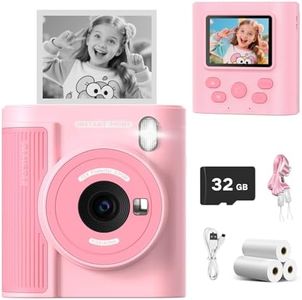 Mgaolo Kids Camera with Instant Print, Thermal Printing Digital Camera Toy for 3-12 Years Old Children, Safe Ink-Free Design, Present for Creativity & Learning (Pink)