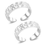 Silver Chest 925 Sterling Silver Toe Ring Pair For Women's Elegant Self Design Silver Bands