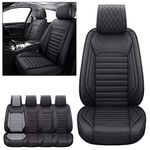 Aierxuan Front Leather Car Seat Covers Waterproof Universal Fit for Toyota Highlander Prius Camry Rav4 Yaris Sienna FJ Cruiser Outback Honda Civic Pilot Ford Hyundai Mazda (2PCS Front/Black)