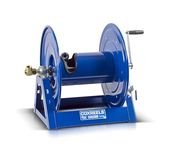 Coxreels 1125-4-200 Hand Crank Steel Hose Reel, 1125 Series - ½” x 200’, 3,000 PSI - Heavy Duty All Welded Steel A Frame - Adjustable Tension Break – Made in The USA, Blue