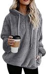 Ecupper Womens Fuzzy Sherpa Hoodies Pullover Zip Fleece Sweatshirt Outwear