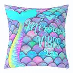 Erosebridal Mermaid Pillow Cover, Fish Scales Throw Pillow Cover for Bedroom Living Room Decor, Girly Rainbow Decorative Pillow Cover Kids Women, Ocean Life Sea Animal Cushion Cover, Colorful, 16X16