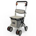 Mobiclinic®, Shopping Trolley with Seat, Mobility Walker, Model Coliseo, Foldable, Rollator, Steel, Trolley with Backrest, Shopping Trolley on Wheels, Bag Removable, Directional Locking