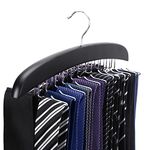 SunTrade Wooden Tie Hanger,24 Tie Organizer Rack Hanger Holder 24 Hooks (Black)