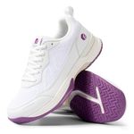 FitVille Wide Pickleball Shoes for Women Tennis Court Shoes Wide Width Badminton Shoes Sneakers for Flat Foot White Violet