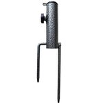 AMMSUN Patio Parasol Holder Anchor Beach Umbrella Heavy Duty Metal Ground Grass Holder Stands with Two Forks Ideal for Use in Soil Black