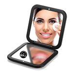 OMIRO Compact Mirror Magnifying Pocket Mirror 10X Small Travel Folding Mirror for Handbag Square 3.5 inch (Black)