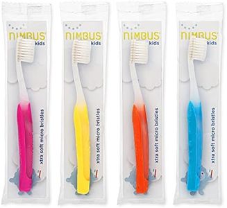 NIMBUS NIMBY Kid's Extra Soft Toothbrushes for Sensitive Teeth and Receding Gums, Periodontist Design Plaque Remover Travel Toothbrush, Individually Wrapped (4 Pack, Colors May Vary)