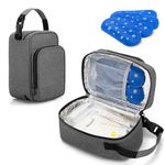 BAFASO Insulated Breastmilk Cooler Bag with 4 Gel Ice Packs, Breastmilk Cooler Fits 6 Bags of Breastmilk, Gray