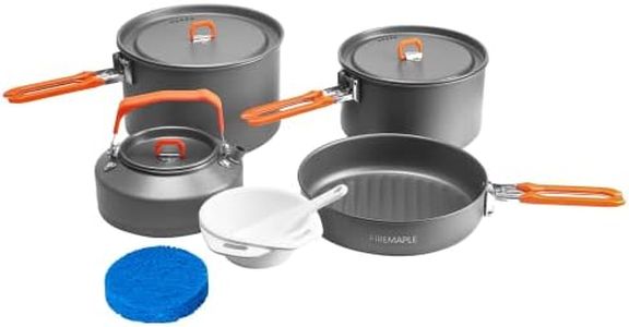 Fire-Maple Feast 4 Camping Cookware Kit Outdoor Cookware Set with Pots, Kettle, Saucepans and Spatula for Hiking Fishing Picnic