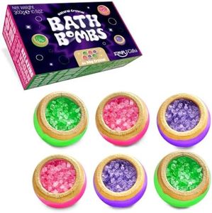 6 x Crystal Bath Bombs Value Gift Set, Luxury Spa Hamper Gifts for Women, Her, Mum, Girls, Mother's Day, Christmas, Birthday, Valentines, Anniversary Present, Calming, Relaxing Scents, Moisturising