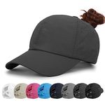 MIYING Womens Baseball Cap - Ponytail Sun Hat Quick Drying Running Cap Ladies Golf Caps Criss Cross Adjustable Trucker Hats Gifts for Women Girls DeepGray