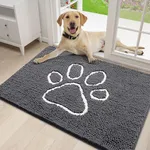 Smiry Dog Door Mat for Muddy Paws, Absorbent Dirt Trapper Non-Slip Washable Mat, Quick Dry Chenille, Mud Mat for Dogs, Entry Indoor Door Mat for Inside Floor (30x20 Inches, Dark Grey)