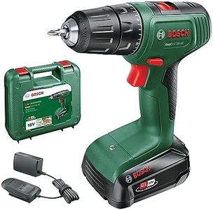 Bosch 18V Cordless Drill Driver With 2.0Ah Battery, Charger and Case, 2 Speed, 20 Torque Settings, 13mm Chuck, 40Nm (EasyDrill 18-40). Made in Europe