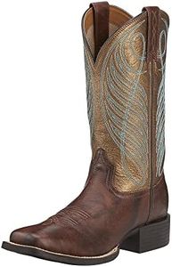 Ariat Women's Round Up Wide Square Toe Western Cowboy Boot, Yukon Brown/Bronze, 8.5