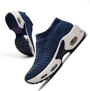 Women Walking Shoes Mesh Sneakers for Women Non Slip Shoes for Women Slip on Sock Sneakers Women Girls Nurse Loafers Light Weight Air Cushion Running Work Shoes, Blue, 9