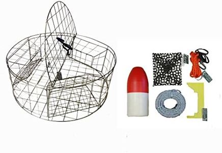 KUFA Stainless Steel Round Crab Trap with sacrificial Anode Zinc & 5/16" x100' leaded Rope,11'' Red/White Float,Harness,Caliper,Bait Bag Combo (CT120+CAC1+ZIN1)