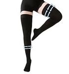 Thigh High Compression Stockings, Closed Toe, Pair, Firm Support 20-30mmHg Gradient Compression Socks with Silicone Band, Unisex, Opaque, Best for Spider & Varicose Veins, Edema, Swelling, Black M