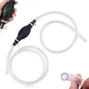 Gas Siphon Hose Pump, FUNCYboo Car Siphon Pump Hand Fuel Transfer Pump Gas Oil Water Fuel Transfer Siphon Pumps with 2 Durable PVC Syphon Hoses