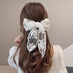 Large White Lace Hair Bow Clips for Women Big Bow Hair Clips French Barrette Bowknot Hair Accessories for Girls