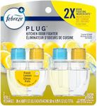 Febreze Kitchen Odor Eliminator Fade Defy PLUG Air Freshener Fresh Lemon Scent, 52 ml, Oil Refill, 2 Count