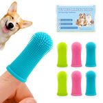 Aujzoo Dog Toothbrush Set (6 Packs), 360º Pets Teeth Cleaning Toothbrush for Dogs Cats Teeth Cleaning,Silicone Finger Teeth Brush