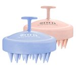 HEETA 2 Pack Hair Scalp Massager Shampoo Brush, Hair Scalp Scrubber with Soft Silicone, Wet and Dry Detangler, Wheat Straw Material, Blue & Pink