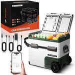 A-Premium 12 Volt Refrigerator 57QT/54.2L Portable Car Fridge Cooler, -4°F~68°F Separated Zone Portable Freezer APP Control with 12/24V DC & 110/240V AC Adapter,for Travel Car Camping Truck Roadtrips