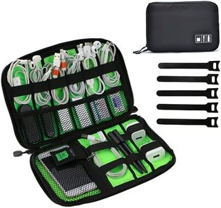 JamBer Borsa organizer universale da trasporto per accessori elettronici e cavi, dotata di 5 fascette avvolgicavo nero Nero