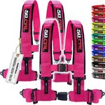 4 point harnesses (2) for bucket seat, push button release, 10 colors to choose from, racing harness 4 point race car UTV RZR (Pink, 3 inch)