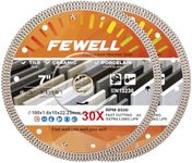 FEWELL 7 Inch Super Thin Diamond Tile Blade Porcelain Cutting Blade Set of 2 Pieces,Dry or Wet Cutting Porcelain Tile Ceramic