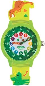 Preschool Collection Time Teacher Color Watch - T-Rex and Dinosaurs - Analog First Watch - Easy-to-Read Dial - Hypoallergenic 3D Band for Kids, Children and Boys