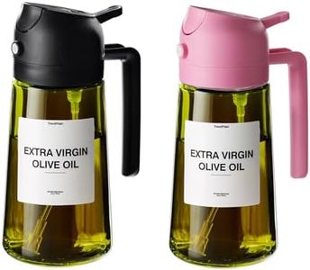 TrendPlain - Original 16oz/470ml Olive Oil Dispenser Bottle for Kitchen Gadgets and Air Fryer Accessories - Olive Oil Sprayer for Cooking w/Stickers - Black&Bubblegum