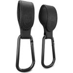 Baby Uma Leather-Style Buggy Clips - 2-Pack of Universal Pram Clips, Non-Slip Buggy Accessories, Carry up to 5 kg per Buggy Clip, Pram Hooks for Bags, Shopping & Baby Travel Essentials (Black)