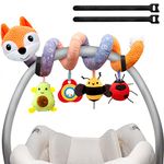 Car Seat Toys Newborn Toys, Stroller Toys Baby Toys 0-3 Months Infant Toys, Baby Toys for Carseat Stroller Crib with Music Rattles Teether, Baby Toys for 0 3 6 9 12 Boys Girls Enfants (Orange)