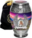 Heaven on Earth Personalized Cremation Urn for Adult Male Ashes - Handcrafted Decorative Urn - Extra Large Capacity