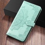 Perkie Queen Series Faux Leather Embossing Wallet Flip Case Kick Stand Magnetic Closure Flip Cover for Redmi Note 4 (Sea Green)