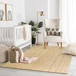 LEEVAN Washable Area Rug 4x6, Hand-Woven Cotton Living Room Rug, Tan/Cream Braided Bedroom Rug, Farmhouse Indoor/Outdoor Floor Carpet for Patio, Nursery, Office, Playroom, Dining Room