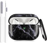 Airpods Pro Case - LitoDream Cute Airpods 3 Case Marble Accessories Protective Hard Case Cover Portable & Shockproof Women Girls Men with Keychain for Airpods 3 Charging Case (Black Marble)