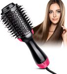 SPAREQUE Hot Air Brush 3 in 1 One Step Hair Dryer and Styler Volumizer for Straightening, Curling, Salon Negative Ion Ceramic Blow Dryer Brush for All Hair Types (ONE STEP)