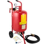 VEVOR 10 Gal Sandblaster Equipped with Nozzle Shut-Off Valve Pressure Gauge Ceramic Nozzle 2.5m Hose Filling Funnel Watertrap 6" Rubber Wheels Grit Power Sand Blasters Portable Sandblasting Equipment