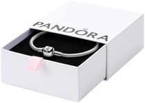 PANDORA Moments Barrel Clasp Snake Chain Bracelet - Silver Bracelet for Women - Sterling Silver - With Gift Box - 7.5"