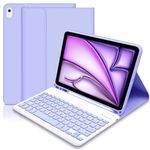 Lielax for iPad Air 11 inch Case with Keyboard 2024, Keyboard Case for iPad Air 2024 6th/5th/4th, Slim Smart Case with Detachable Bluetooth Keyboard and Pencil Holder for iPad Air 11" (M2)-Purple