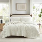 WDCOZY Ivory Cloud California Cal King Size Quilt Bedding Set with Pillow Shams, Cream White Puffy Cozy Lightweight Bedspread Coverlet, Soft Cute Bed Cover for All Season