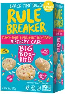 Rule Breaker Snacks Birthday Cake Bites | Vegan, Gluten-Free, Dairy-Free, Nut-Free, Allergen-Free, Soy-Free | Great for School, Lunchbox, Office, Pantry | Pack of 6 Boxes