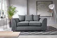 Abakus Direct 2 Seater Sofa with Thick Luxury Deep Filled Cushioning | Opulent Jumbo Cord Two Seater Sofas for Living Room | Contemporary Living Room Furniture in Elegant Grey | 160Wx89Dx90H