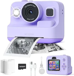 Dylanto Instant Print Camera for Kids,2.4 Inch Screen Kids Instant Cameras, Christmas Birthday Gifts for Girls Age 3-12, Portable Toddler Toy for 3 4 5 6 7 8 9 10 Year Old Girls Boys Purple