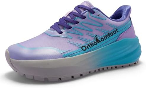 Women's Orthopedic Wide Walking Shoes, Plantar Fasciitis Heel Spur Arch Support Foot Pain Relief Sneakers, Leisure Daily Outdoor Trekking Comfort Shoes Purple Size 7.5